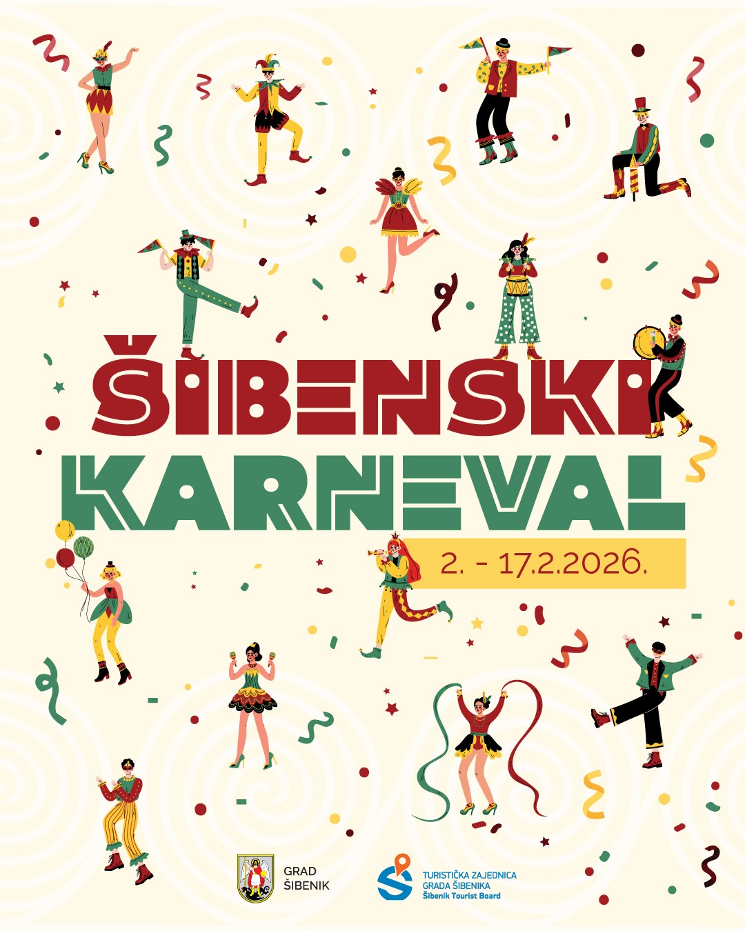 Šibenski karneval održat će se od 2. do 17. veljače 2026.godine